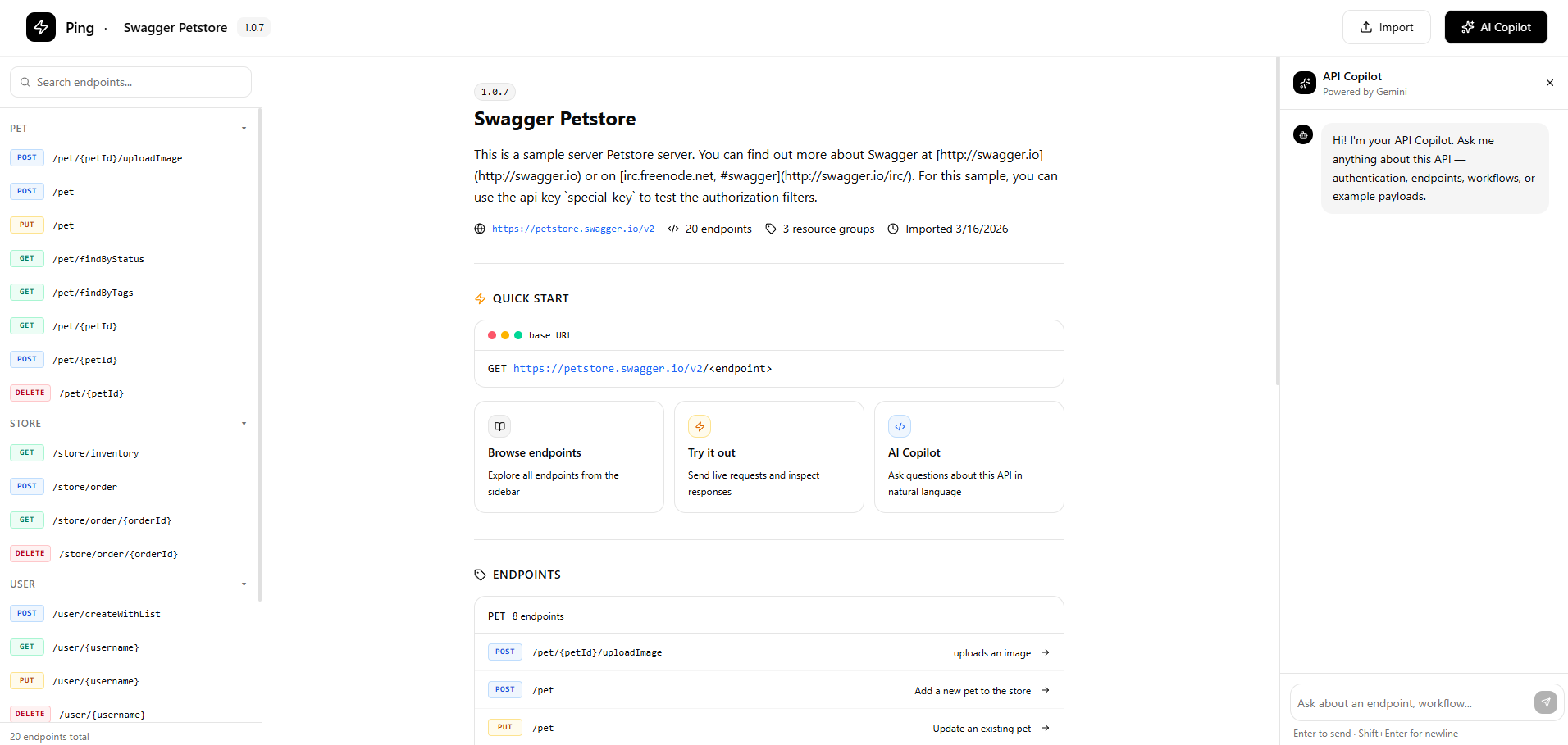 Ping — API Explorer
